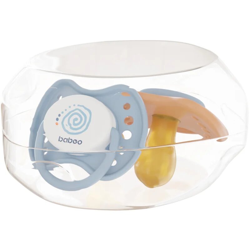Baboo Soothers Round Latex with Case cumi Blue Haze 6-12 m 2 db
