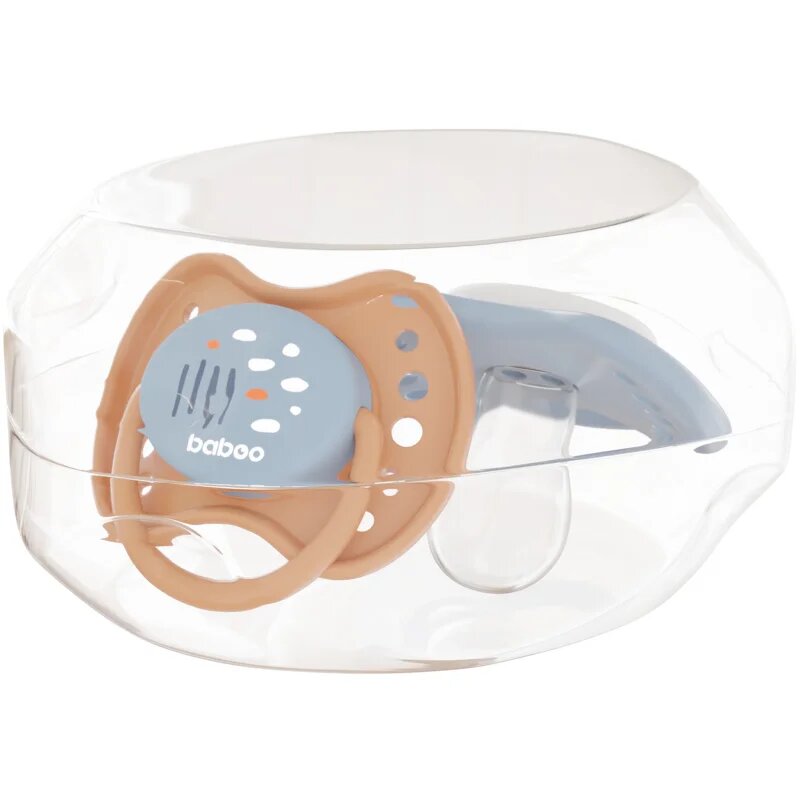 Baboo Soothers Silicone Symmetrical with Case cumi Blue Haze 6-12 m 2 db
