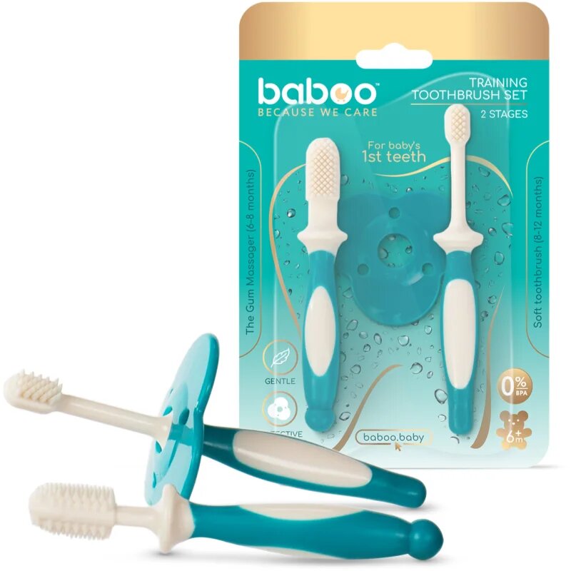 Baboo Toothbrush Set fogápoló készlet újszülötteknek 6-12 m 2 db