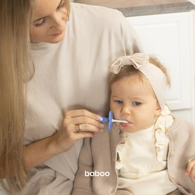 Baboo Toothbrush Set fogápoló készlet újszülötteknek Blue Haze 6m+ 3 db