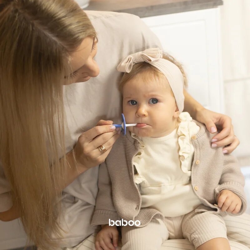 Baboo Toothbrush Set fogápoló készlet újszülötteknek Blue Haze 6m+ 3 db