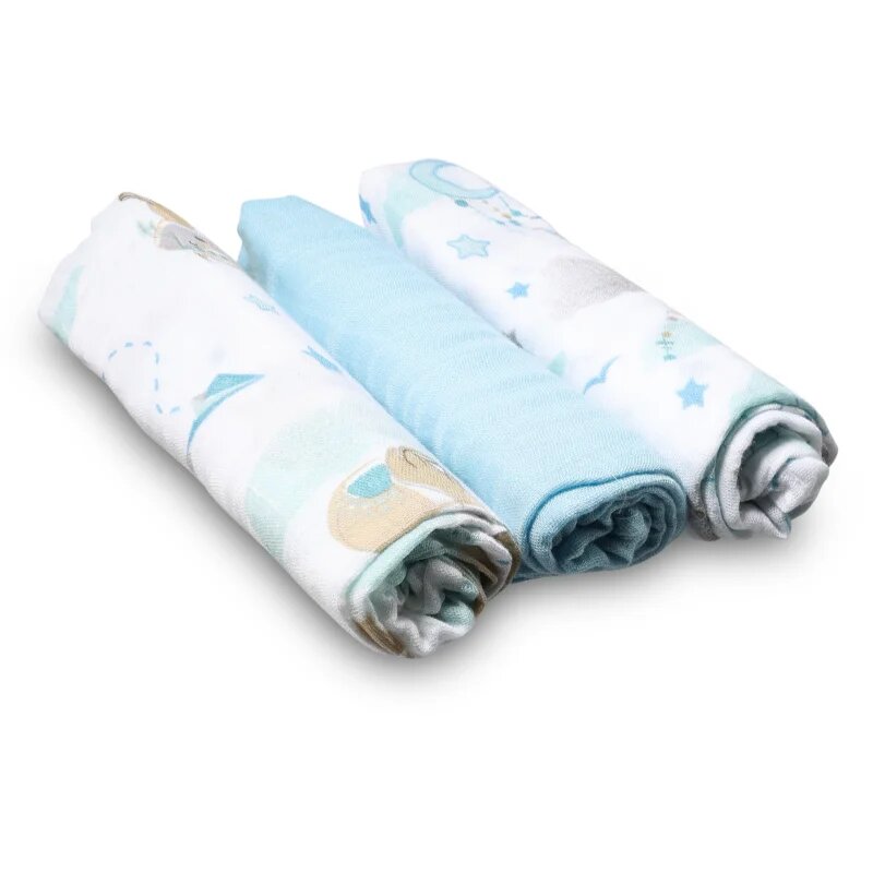 BabyOno Natural Bamboo Diapers Blue mosható pelenkák 70x70 cm 3 db