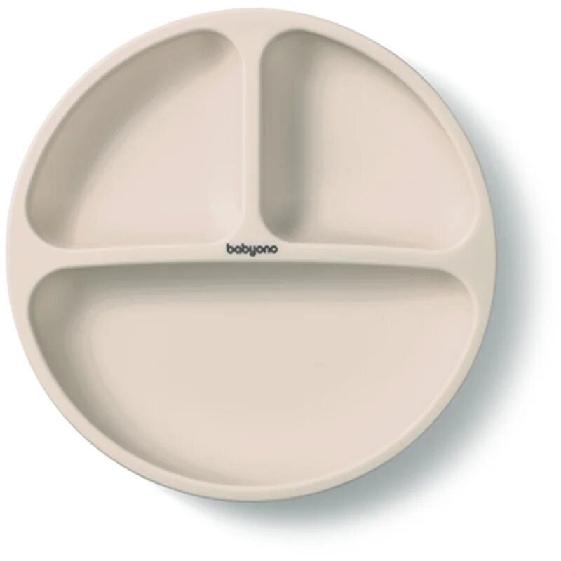 BabyOno Siilicone Plate 6m+ osztott tányér tapadókoronggal Beige 1 db