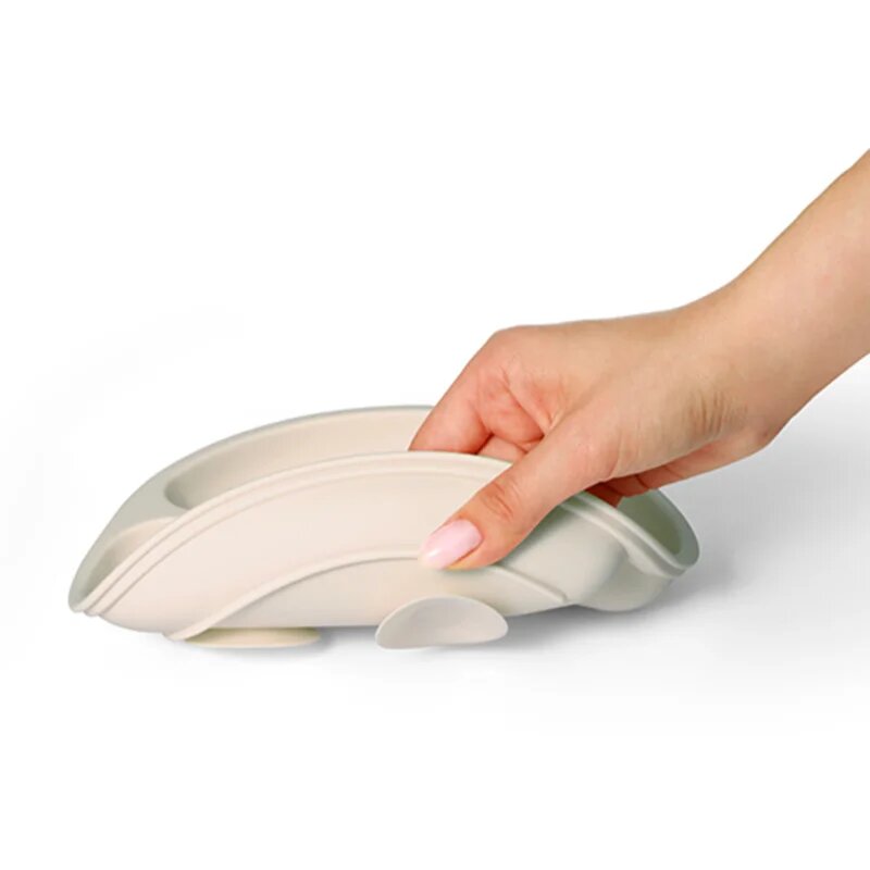 BabyOno Siilicone Plate 6m+ osztott tányér tapadókoronggal Beige 1 db