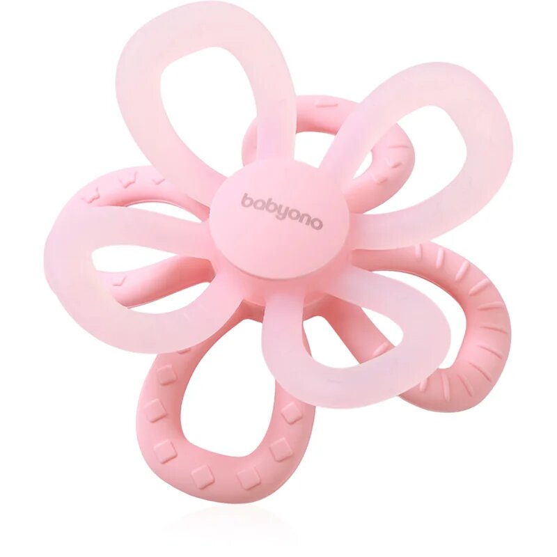 BabyOno Silicone Teether Flower rágóka Pink 1 db