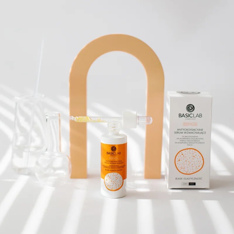 BasicLab Cosmetology Esteticus antioxidáns szérum a bőr rugalmasságának növelésére 1% Ergothioneine 1O% Diglucosyl gallic acid complex 30 ml