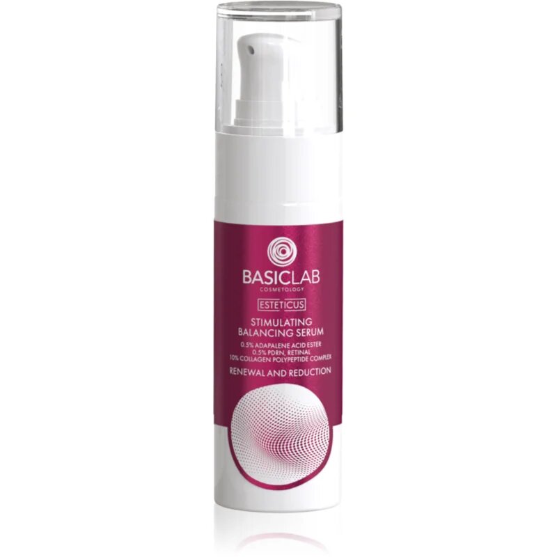 BasicLab Cosmetology Esteticus serkentő szérum az egységes tónusú bőrért 0.5% Adapalene Acid Ester 10% Collagen Polypeptide Complex 0.5% PDRN 30 ml