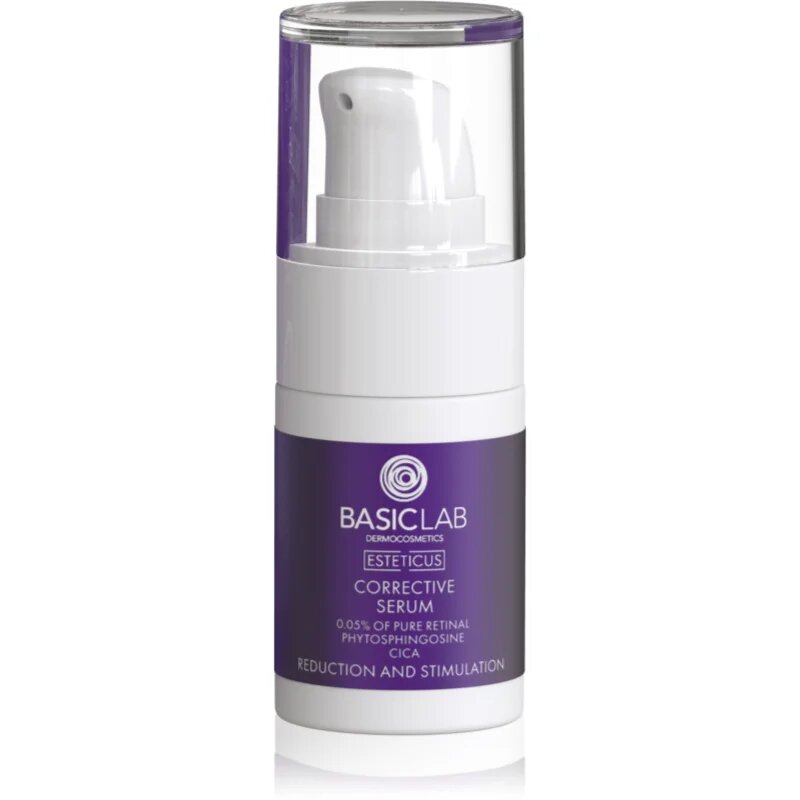 BasicLab Dermocosmetics Esteticus helyreállító szérum a pigment foltok ellen 0.05% Pure Retinal 15 ml