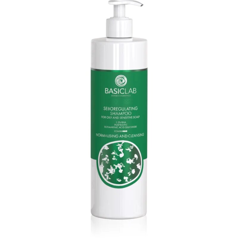BasicLab Dermocosmetics Trichologis tisztító sampon a faggyútermelés szabályozására 300 ml