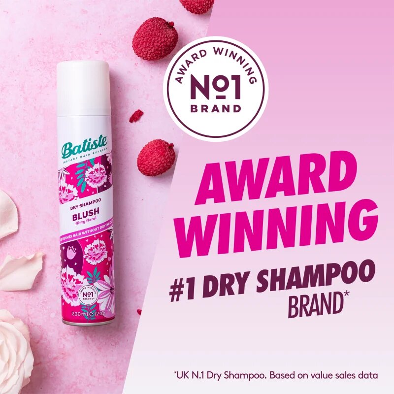 Batiste Blush Flirty Floral száraz sampon dús és fényes hajért 200 ml