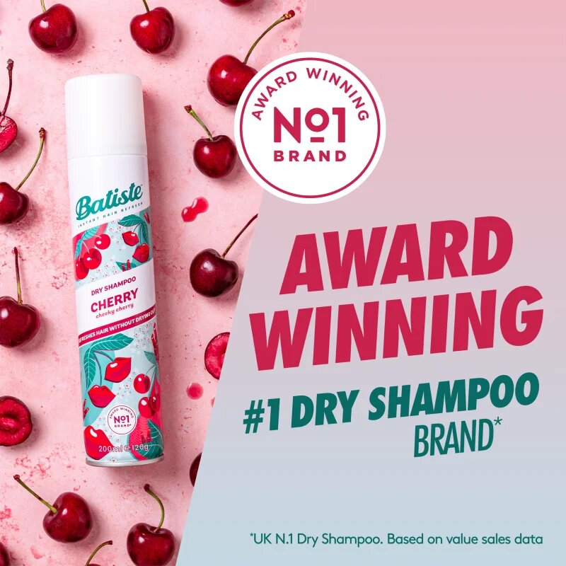 Batiste Fruity & Cheeky Cherry száraz sampon dús és fényes hajért 200 ml