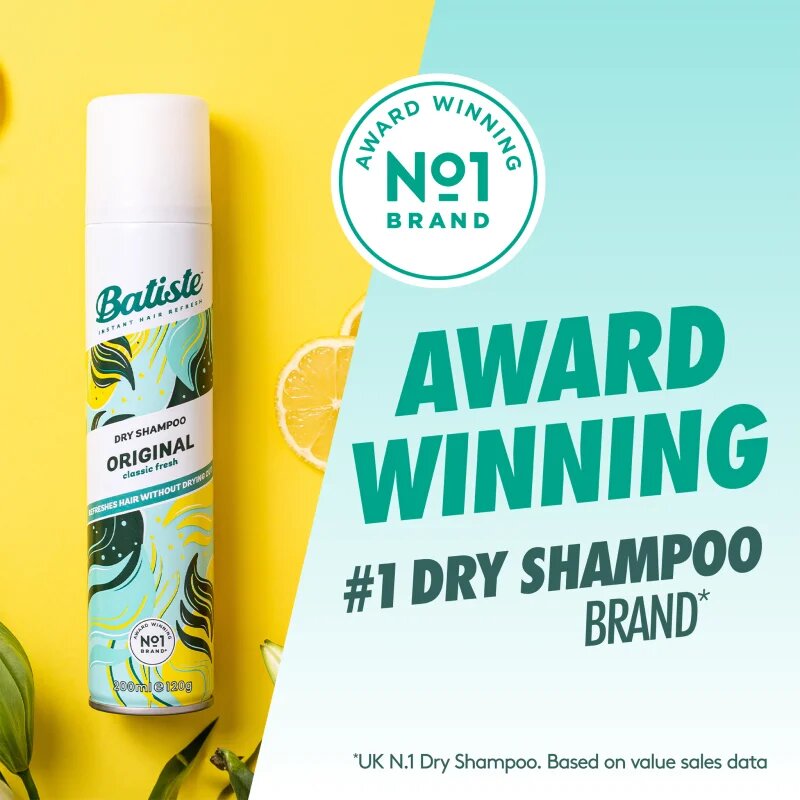 Batiste Original száraz sampon a felesleges faggyú felszívódásáért és a haj frissítéséért 200 ml