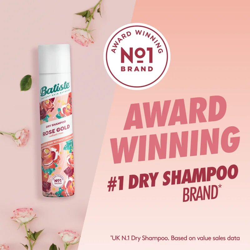 Batiste Rose Gold száraz sampon a felesleges faggyú felszívódásáért és a haj frissítéséért 200 ml