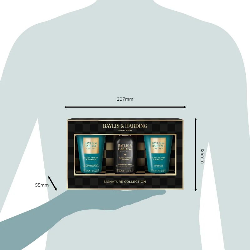 Baylis & Harding Black Pepper & Ginseng ajándékszett arcra testre és hajra uraknak