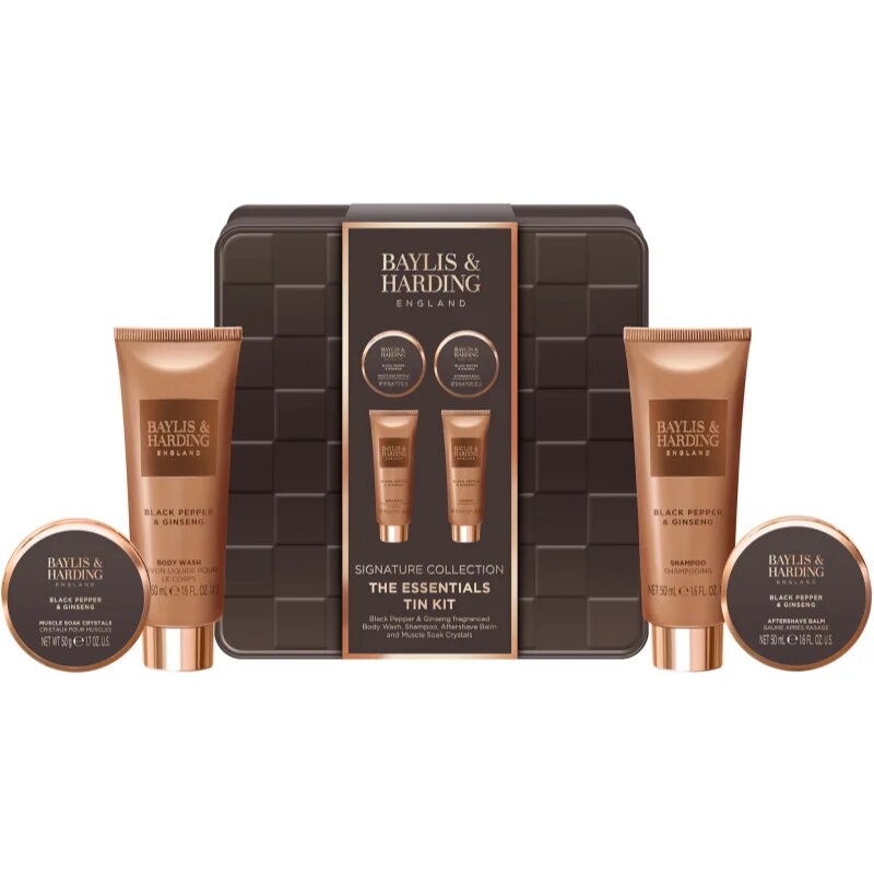 Baylis & Harding Black Pepper & Ginseng ajándékszett pléh doboz uraknak
