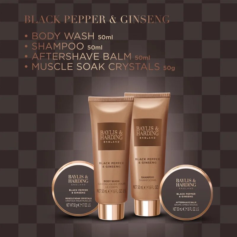 Baylis & Harding Black Pepper & Ginseng ajándékszett pléh doboz uraknak