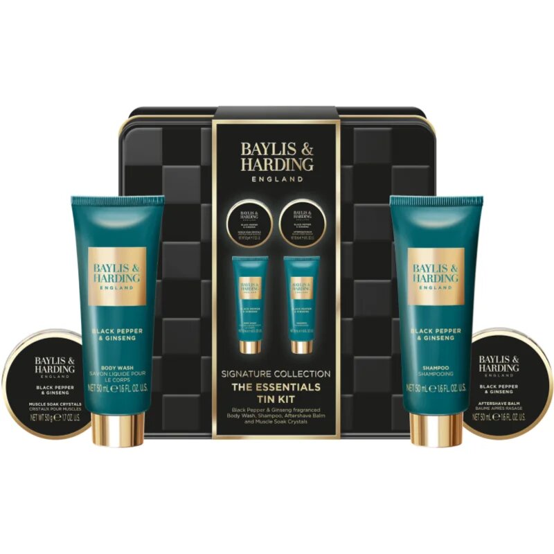 Baylis & Harding Black Pepper & Ginseng ajándékszett pléh doboz uraknak