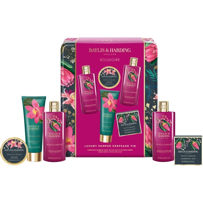 Baylis & Harding Boudoire Tropical Paradise ajándékszett pléh doboz