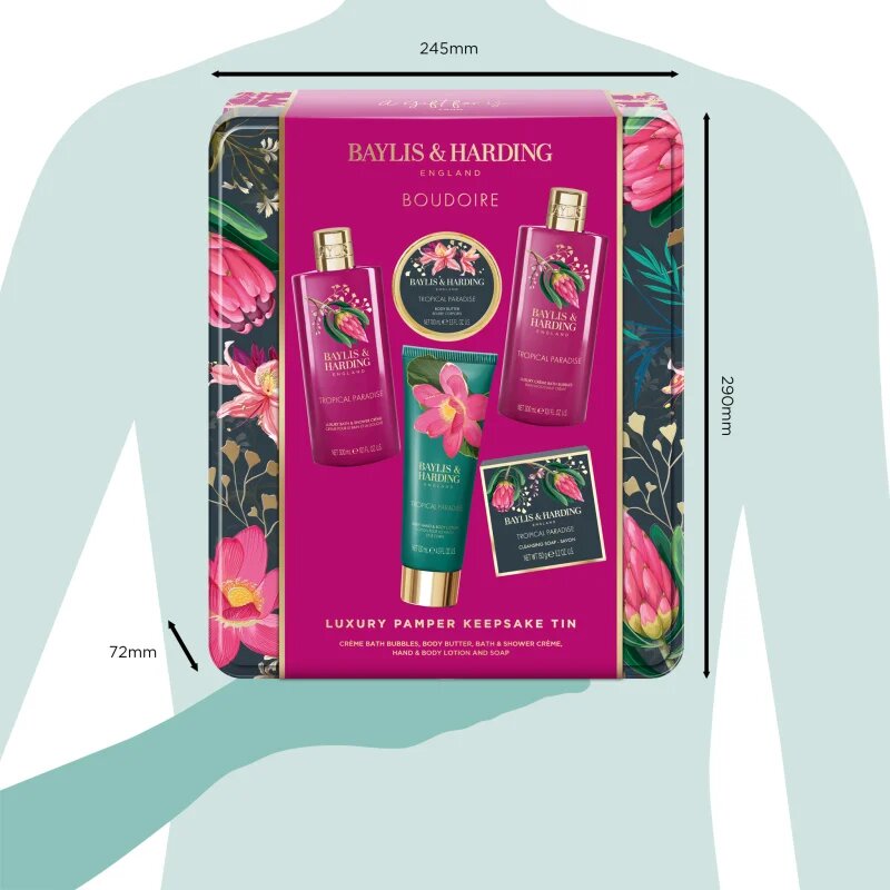 Baylis & Harding Boudoire Tropical Paradise ajándékszett pléh doboz