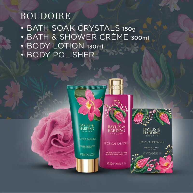 Baylis & Harding Boudoire Tropical Paradise ajándékszett pléh doboz
