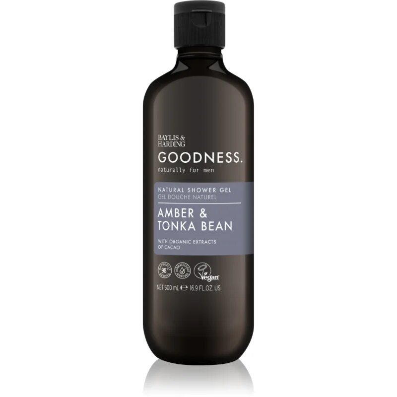 Baylis & Harding Goodness Amber & Tonka Bean fürdőgél férfiaknak 500 ml