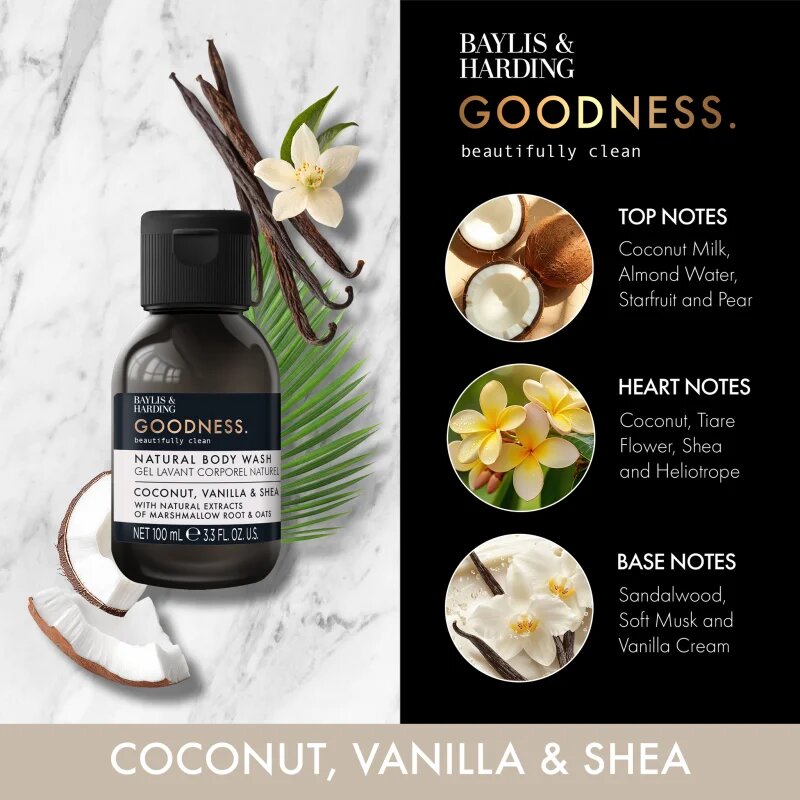 Baylis & Harding Goodness Coconut Vanilla & Shea természetes tusoló gél 100 ml