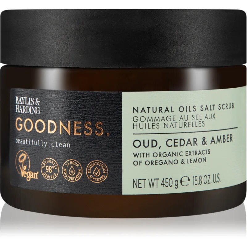 Baylis & Harding Goodness Oud Cedar & Amber só peeling testre 450 g