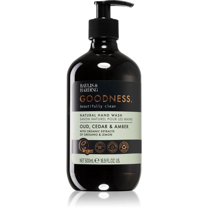 Baylis & Harding Goodness Oud Cedar & Amber természetes folyékony kézszappan 500 ml