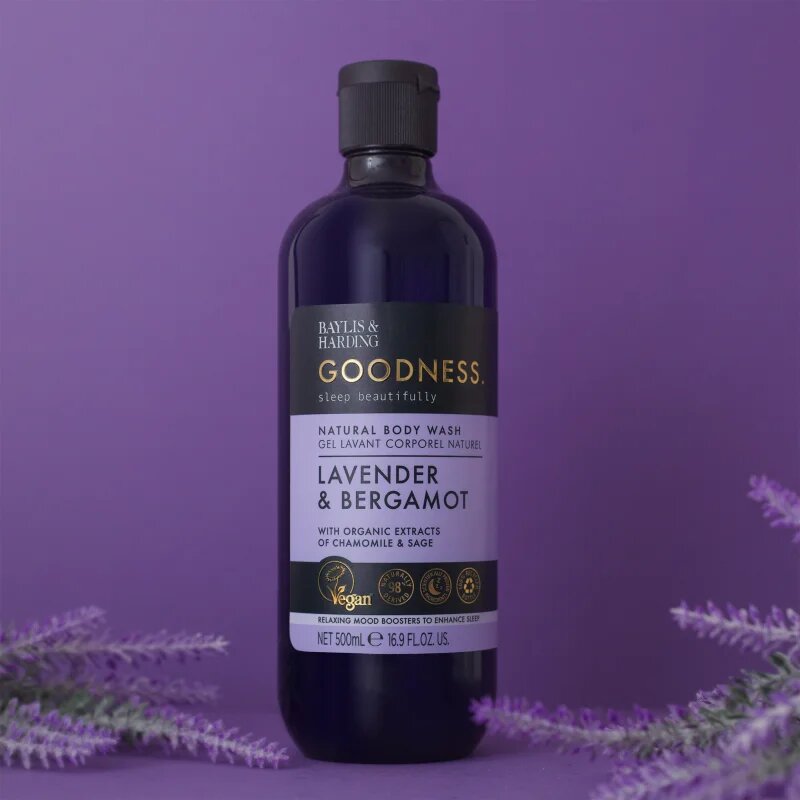 Baylis & Harding Goodness Sleep Beautifully antistressz tusfürdő gél a nyugodt álomért Lavender & Bergamot 500 ml