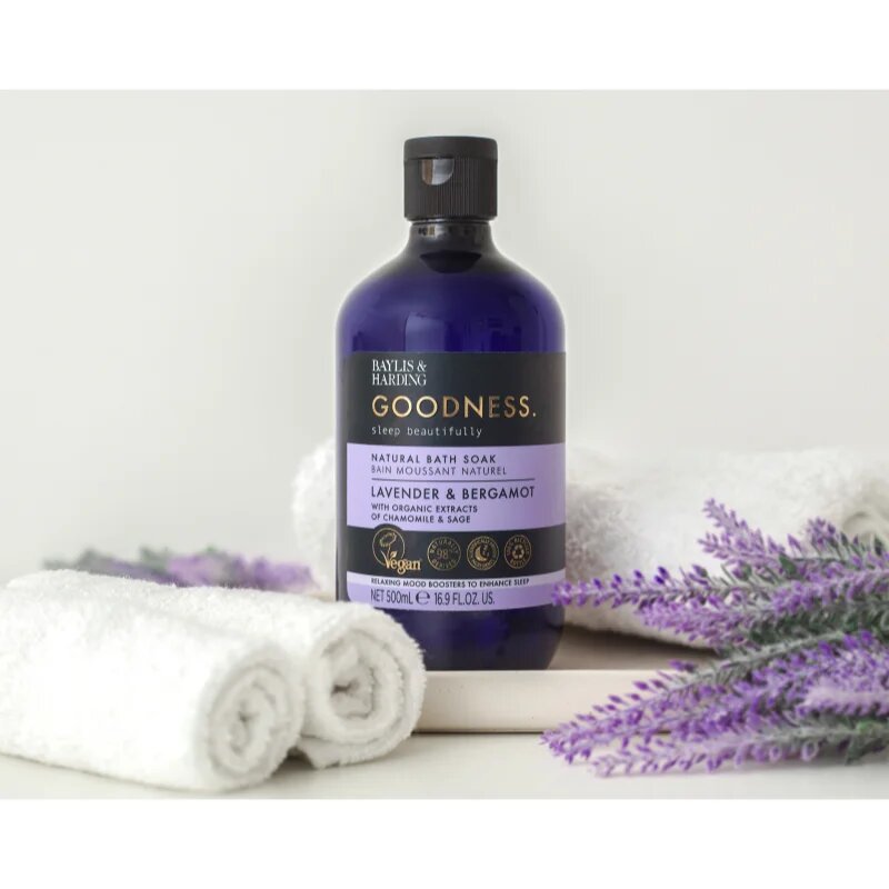 Baylis & Harding Goodness Sleep Beautifully habfürdő a nyugodt álomért Lavender & Bergamot 500 ml