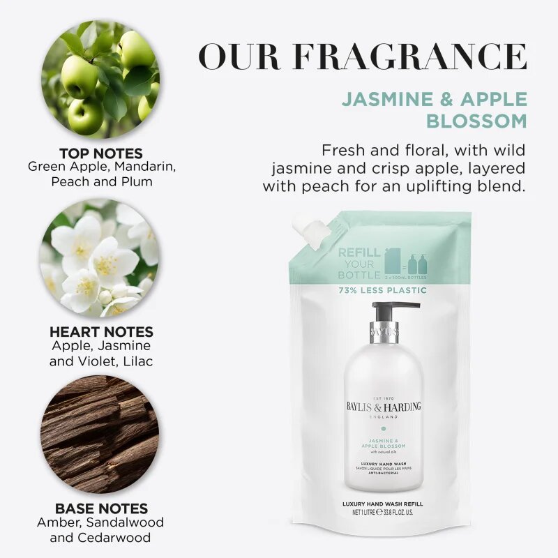 Baylis & Harding Jasmine & Apple Blossom folyékony szappan utántöltő 1000 ml