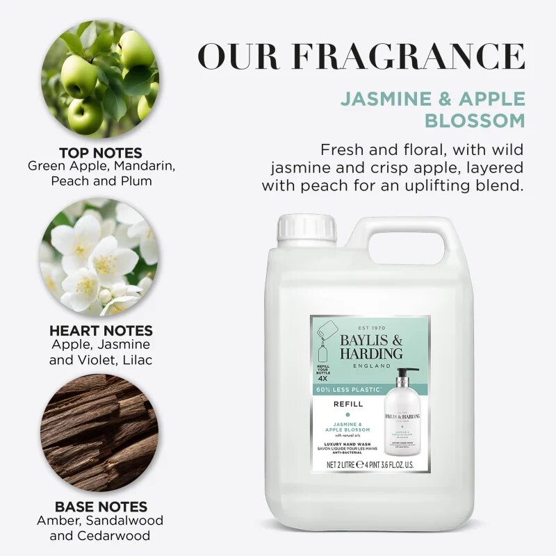 Baylis & Harding Jasmine & Apple Blossom folyékony szappan utántöltő 2000 ml