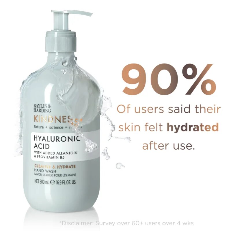 Baylis & Harding Kindness+ Hyaluronic Acid folyékony szappan hidratáló hatással illatok Pear & Neroli 500 ml