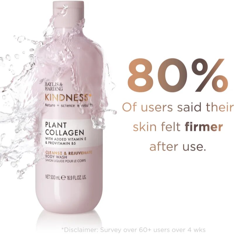 Baylis & Harding Kindness+ Plant Collagen revitalizáló tusfürdő gél illatok Coconut Milk & Rose Water 500 ml