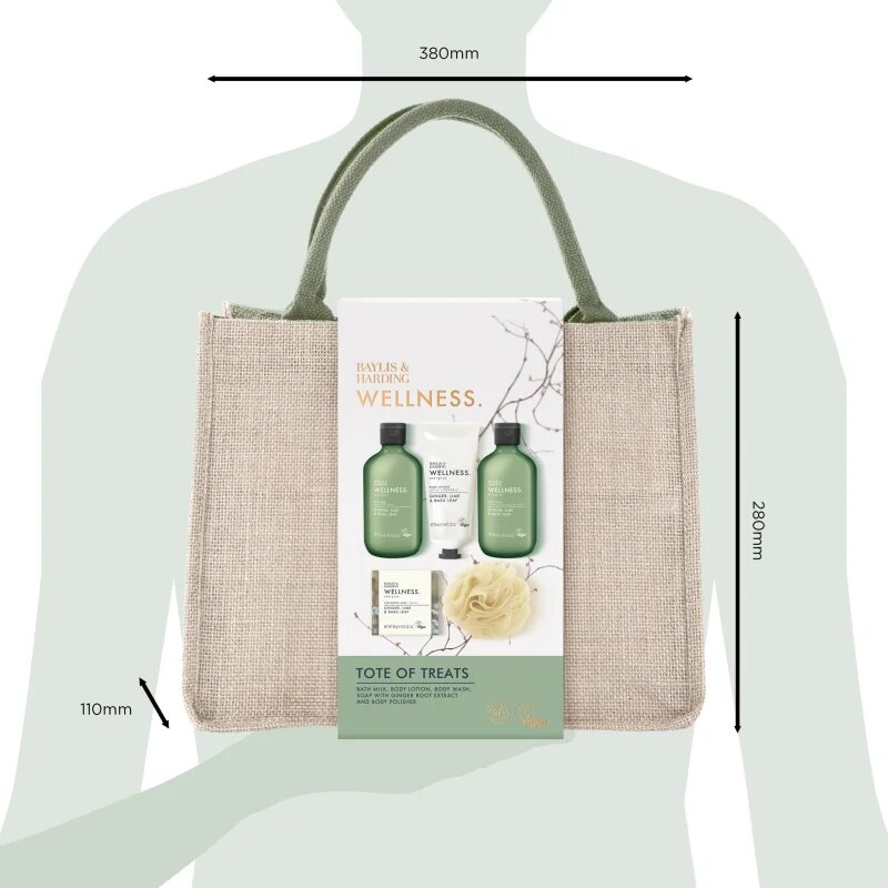 Baylis & Harding Wellness. Energise ajándékszett kozmetikai táska Ginger Lime & Basil Leaf