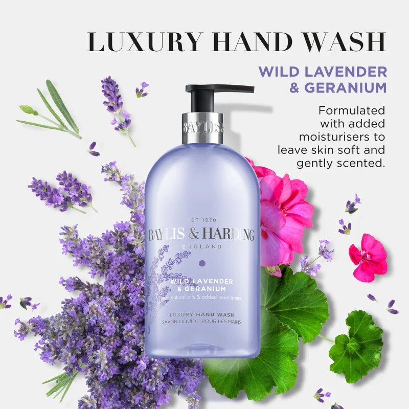 Baylis & Harding Wild Lavender & Geranium folyékony szappan hidratáló hatással 500 ml