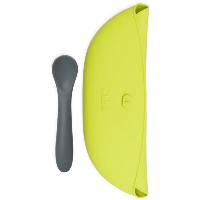 BBLÜV Pöket előke kanállal Grey/Lime 2 db