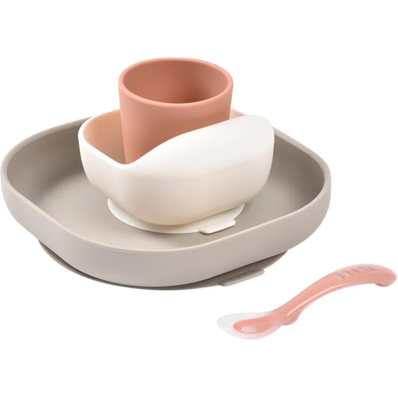 Beaba 4-Piece Silicone Dinner Set etetőszett Terracotta / Gazelle 4m+ 4 db