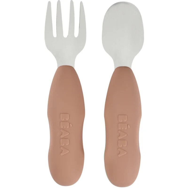 Beaba Stainless Steel Pre-Cutlery étkészlet Praline 10m+ 2 db