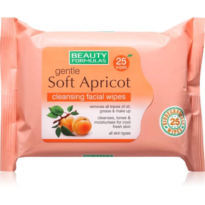 Beauty Formulas Apricot nedves tisztító törlőkendők 25 db