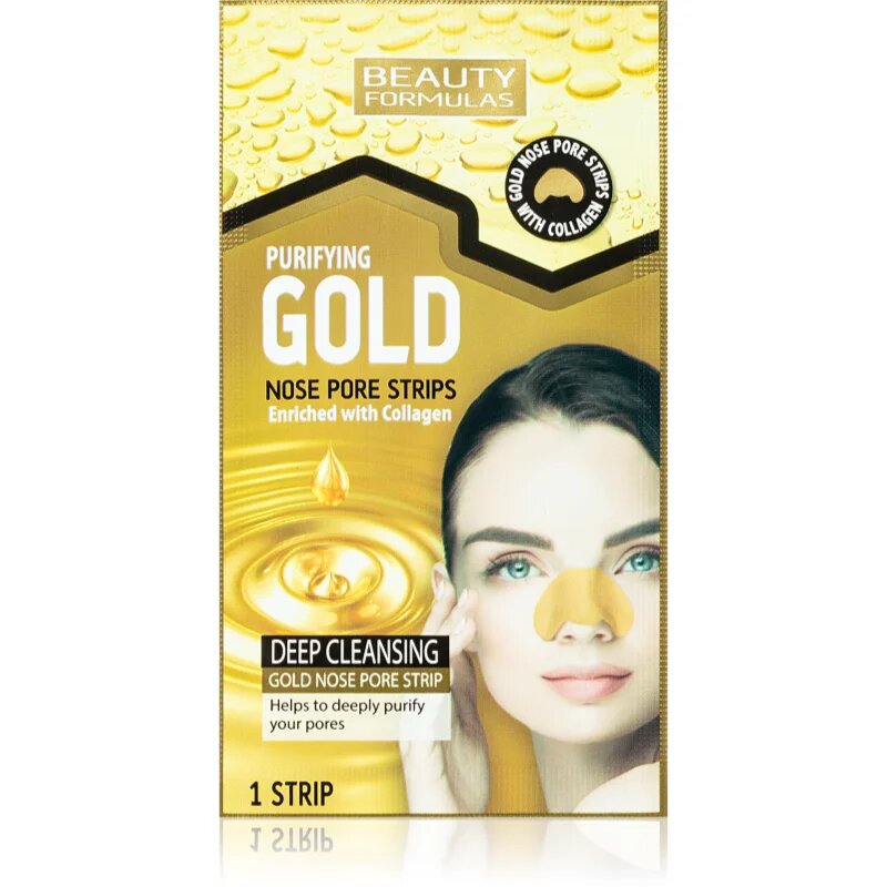 Beauty Formulas Gold tisztító tapasz az orr eltömődött pórusaira kollagénnel 6 db