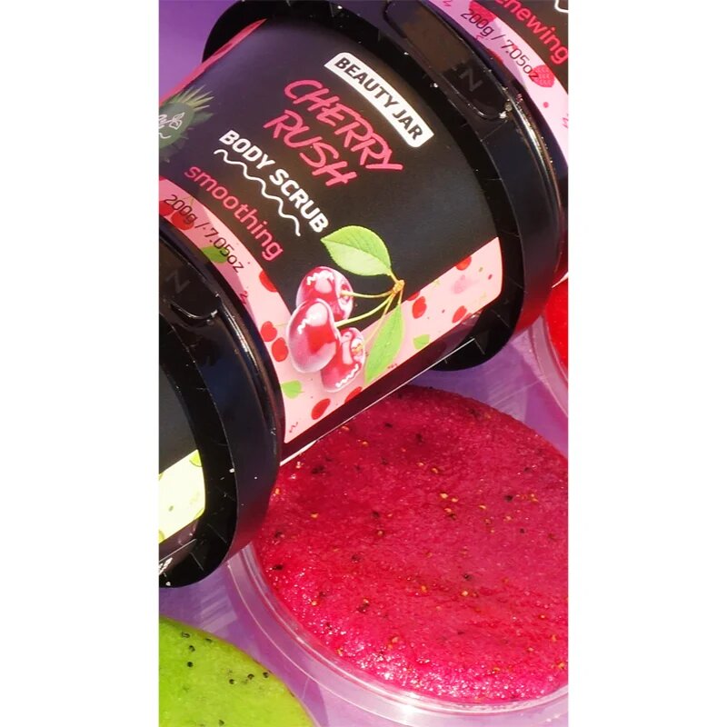 Beauty Jar Cherry Rush bőrpuhító testpeeling 200 g