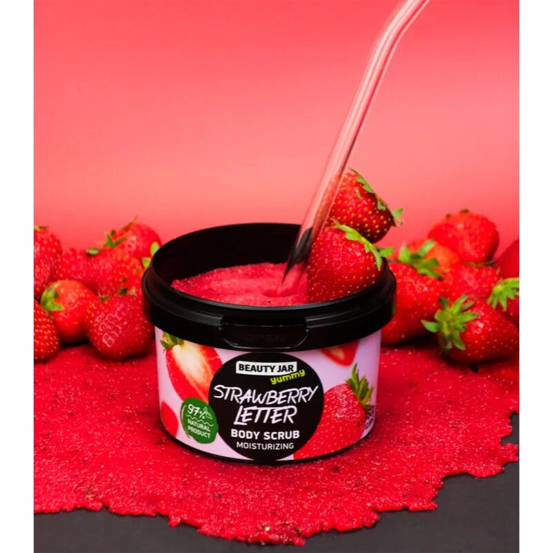 Beauty Jar Yummy Strawberry Letter finom hámlasztó krém hidratáló hatással 360 g
