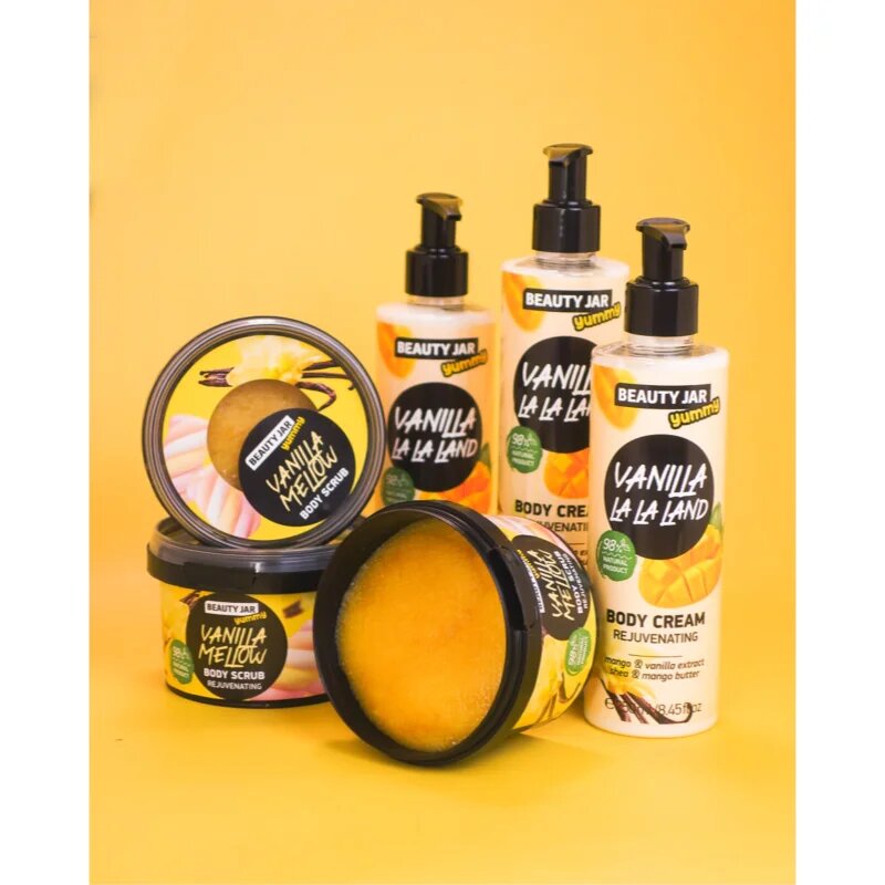 Beauty Jar Yummy Vanilla Mellow finom hámlasztó krém fiatalító hatással 360 g