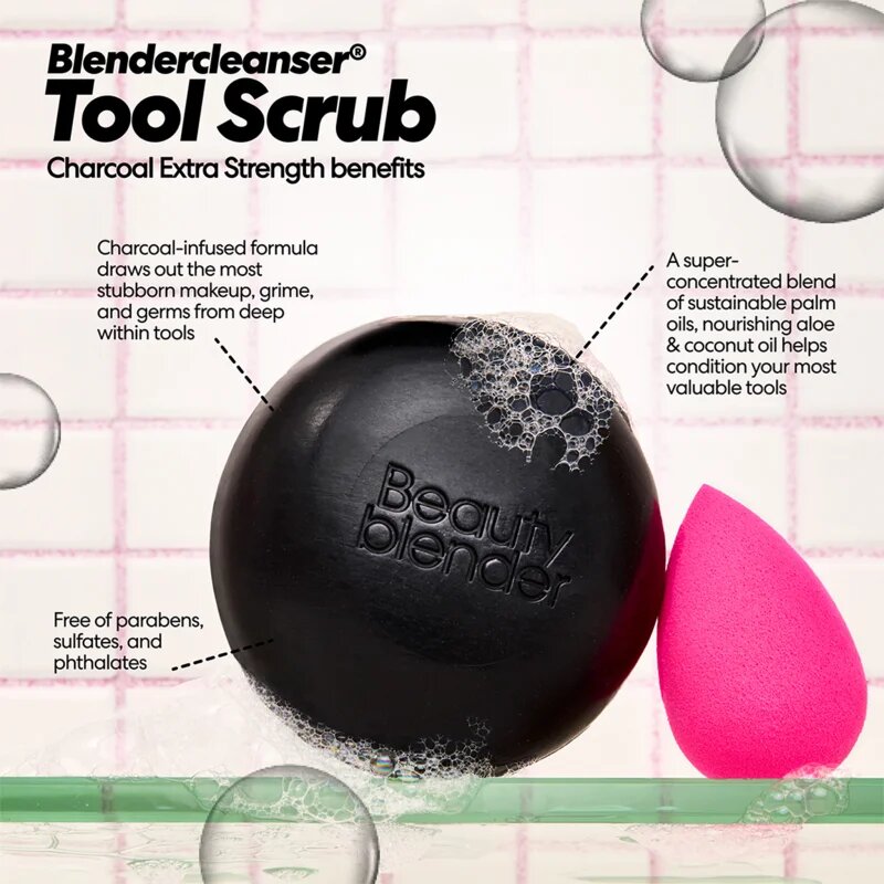 beautyblender® Tool Scrub Charcoal szilárd ecset- és sminkszivacs tisztító 150 g