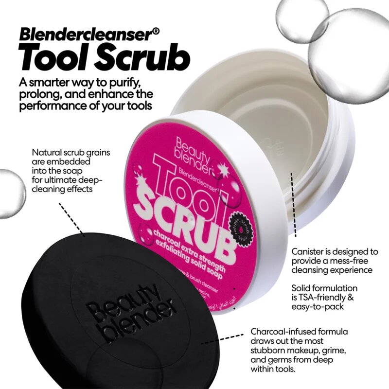 beautyblender® Tool Scrub Charcoal szilárd ecset- és sminkszivacs tisztító 28.3 g