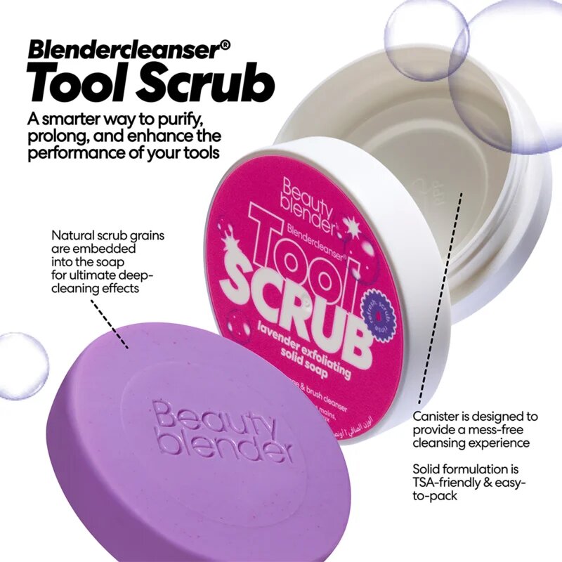 beautyblender® Tool Scrub Lavender szilárd ecset- és sminkszivacs tisztító 28.3 g