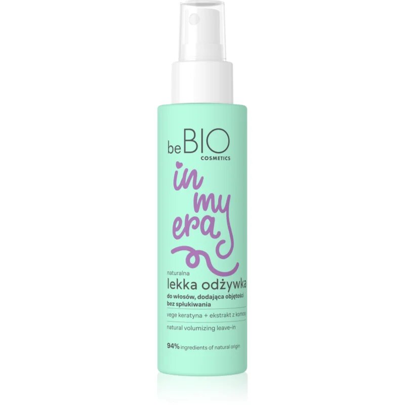beBIO In My Era Natural Lightweight Volumizing öblítést nem igénylő spray kondicionáló a hajtérfogat növelésére 100 ml