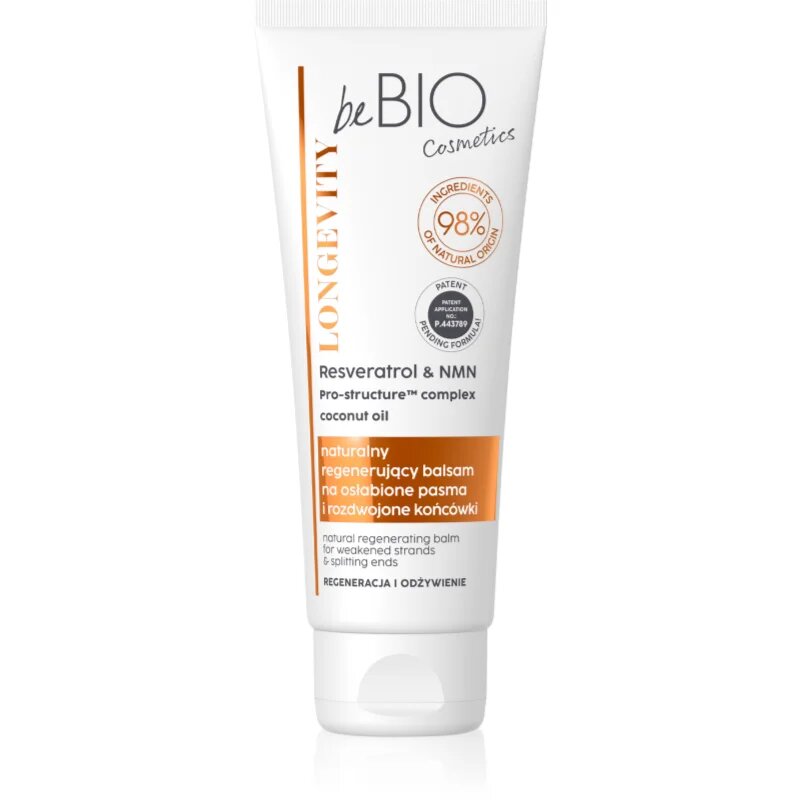 beBIO Longevity öblítést nem igénylő hajkúra a töredezett hajvégekre 75 ml