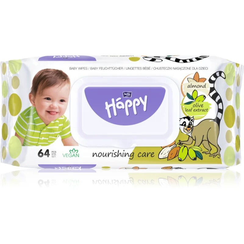 BELLA Baby Happy Almond and Olive Leaf Extract nedves törlőkendő gyerekeknek 64 db